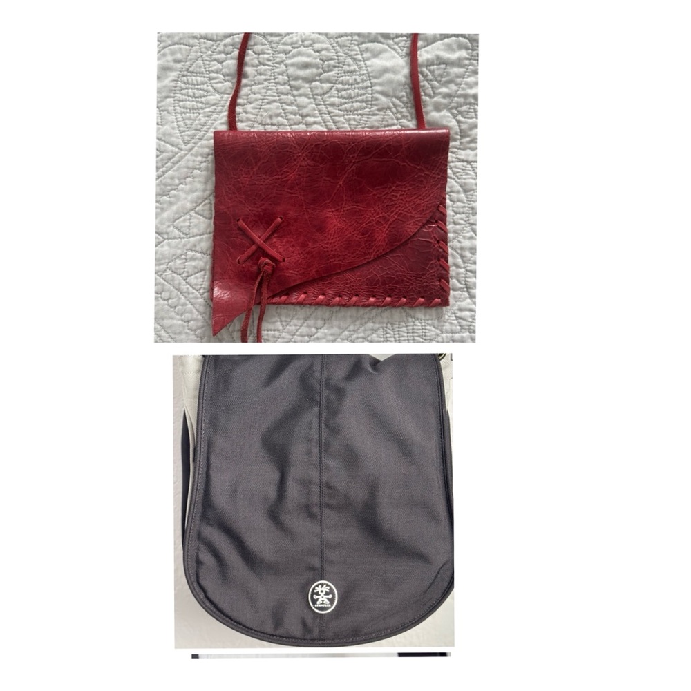 Red Leather Crossbody Bag bundle with Free Crumpler bag .